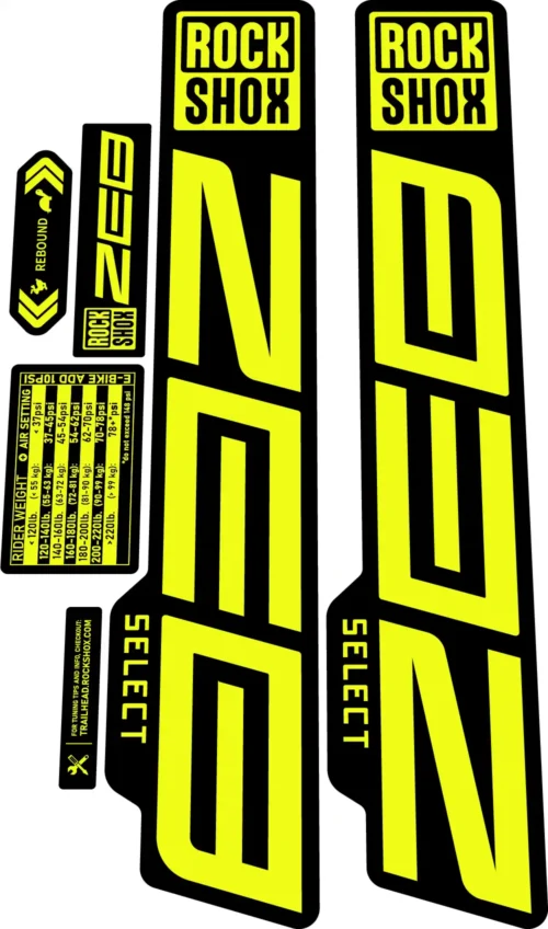 2020 2021 Rockshox Zeb Fork Stickers fluorescent yellow