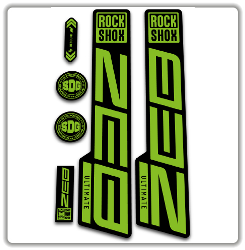 green ROCKSHOX ZEB ULTIMATE fork stickers