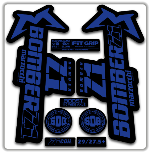 2020 Marzocchi Bomber Z1 GRIP Fork Stickers Blue
