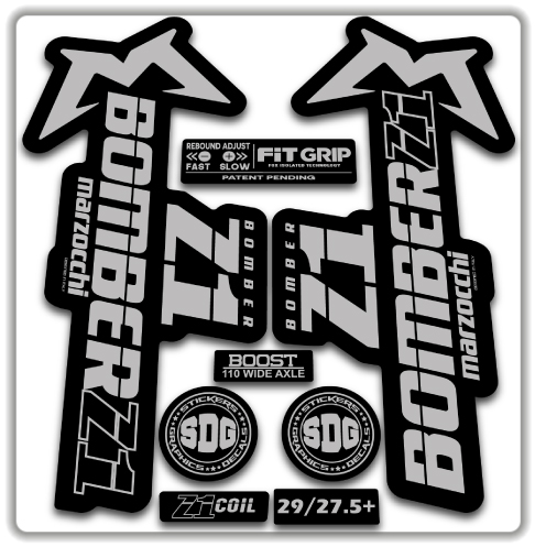 2020 Marzocchi Bomber Z1 GRIP Fork Stickers Silver