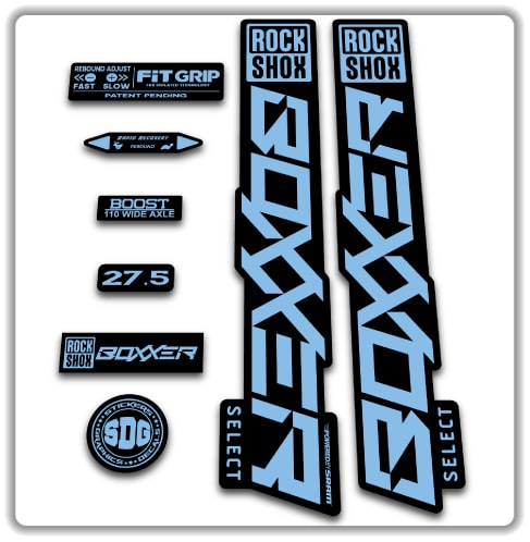 Autocollants Compatibles Fourche RockShox BOXXER SELECT 2019-2023 – Noir – Pour VTT, Personnalisation, Protection