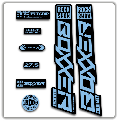 Autocollants Compatibles Fourche RockShox Boxxer Ultimate 2020 - Vinyle Haute Qualité, Résistant Intempéries, Adhésif 3M