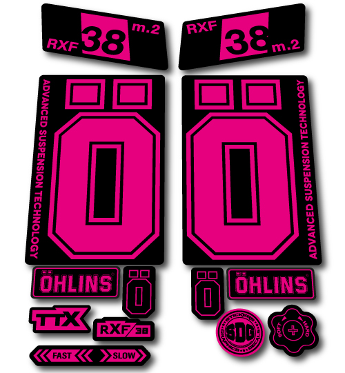 Ohlins RXF 38 Fork Stickers Fluorescent Pink