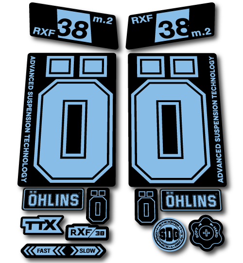 Ohlins RXF 38 Fork Stickers Light Blue
