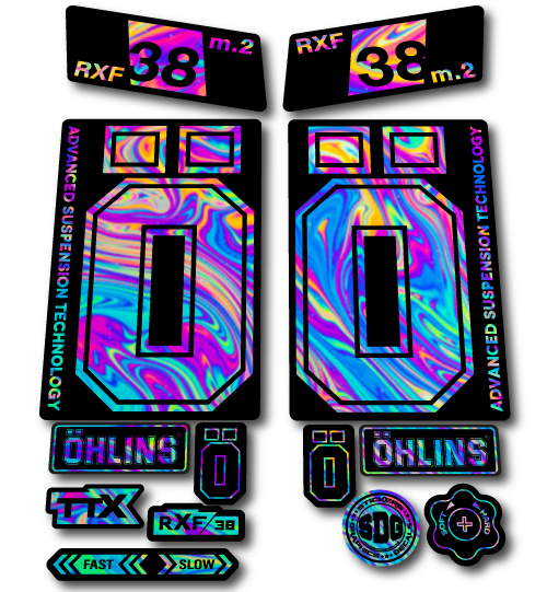 Ohlins RXF 38 Fork Stickers Oil Slick