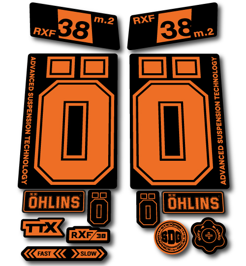 Ohlins RXF 38 Fork Stickers Orange