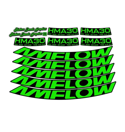 Amflow HMA30 Rim Stickers 2024 2025 fluorescent green