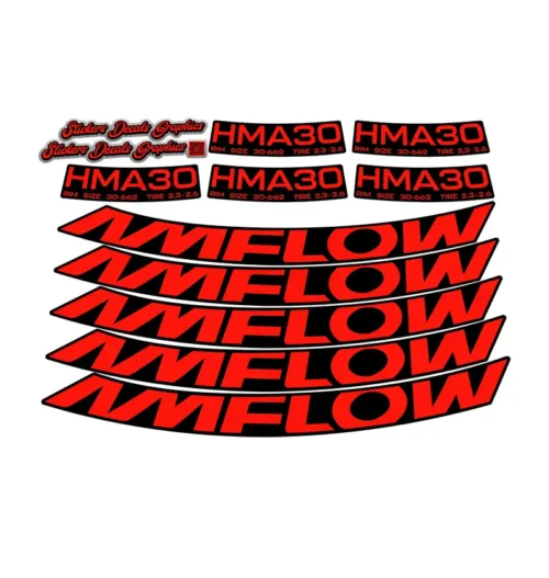 Amflow HMA30 Rim Stickers 2024 2025 fluorescent red