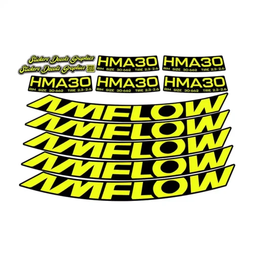 Amflow HMA30 Rim Stickers 2024 2025 fluorescent yellow
