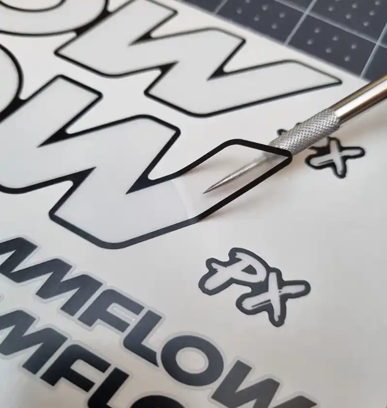 Amflow PX Carbon Frame stickers black on transparent topographic