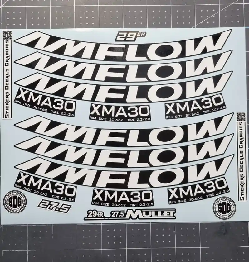 Amflow XMA30 Mullet Rim Decals White