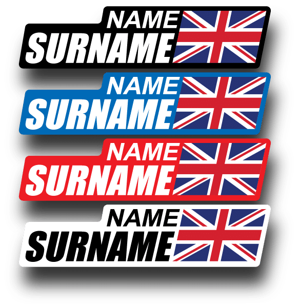 Personalised Bike Name Stickers Name Tag Decals With Country Flag