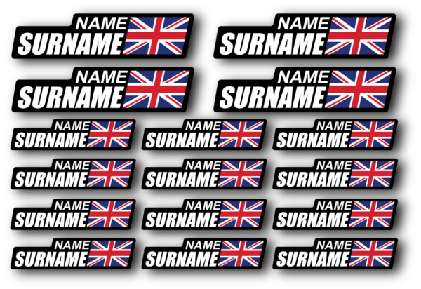 Personalised Bike Name Stickers Name Tag Decals With Country Flag