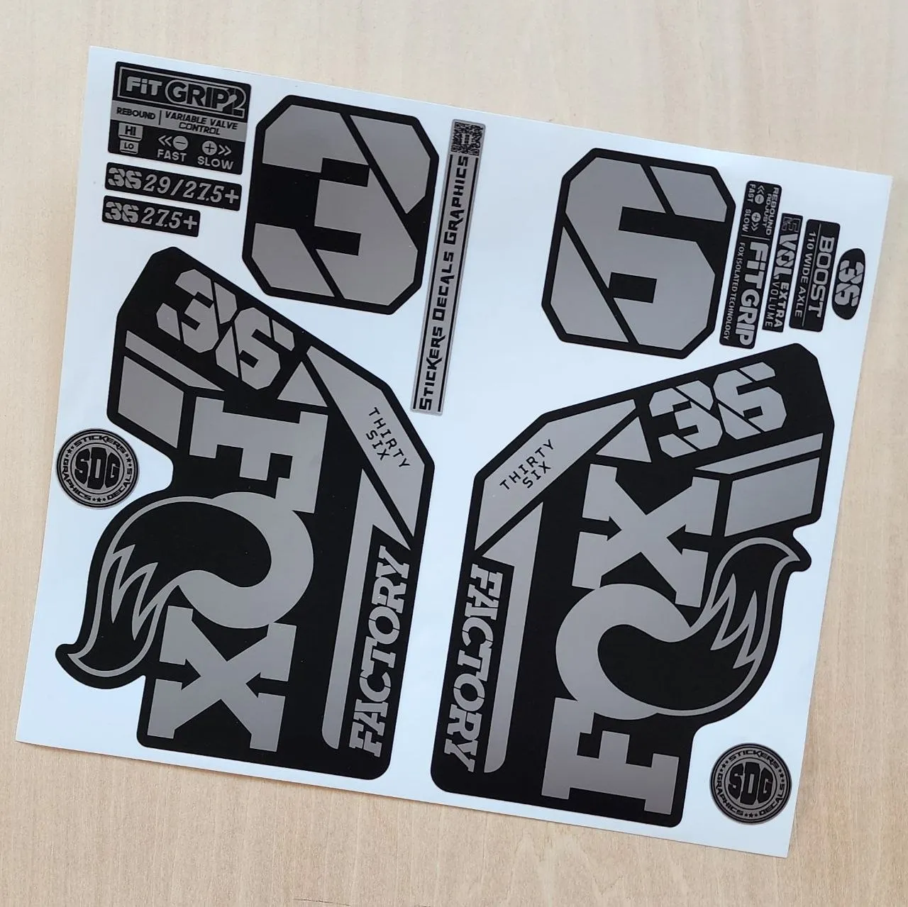 Fox 36 Factory Fork Stickers Grip2 2021 2025 Silver