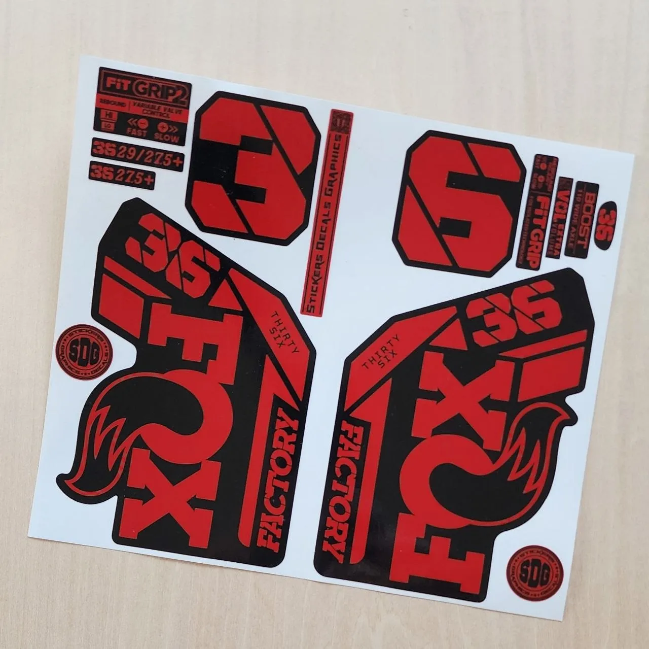 Fox 36 Factory Fork Stickers Grip2 2021 2025 Red