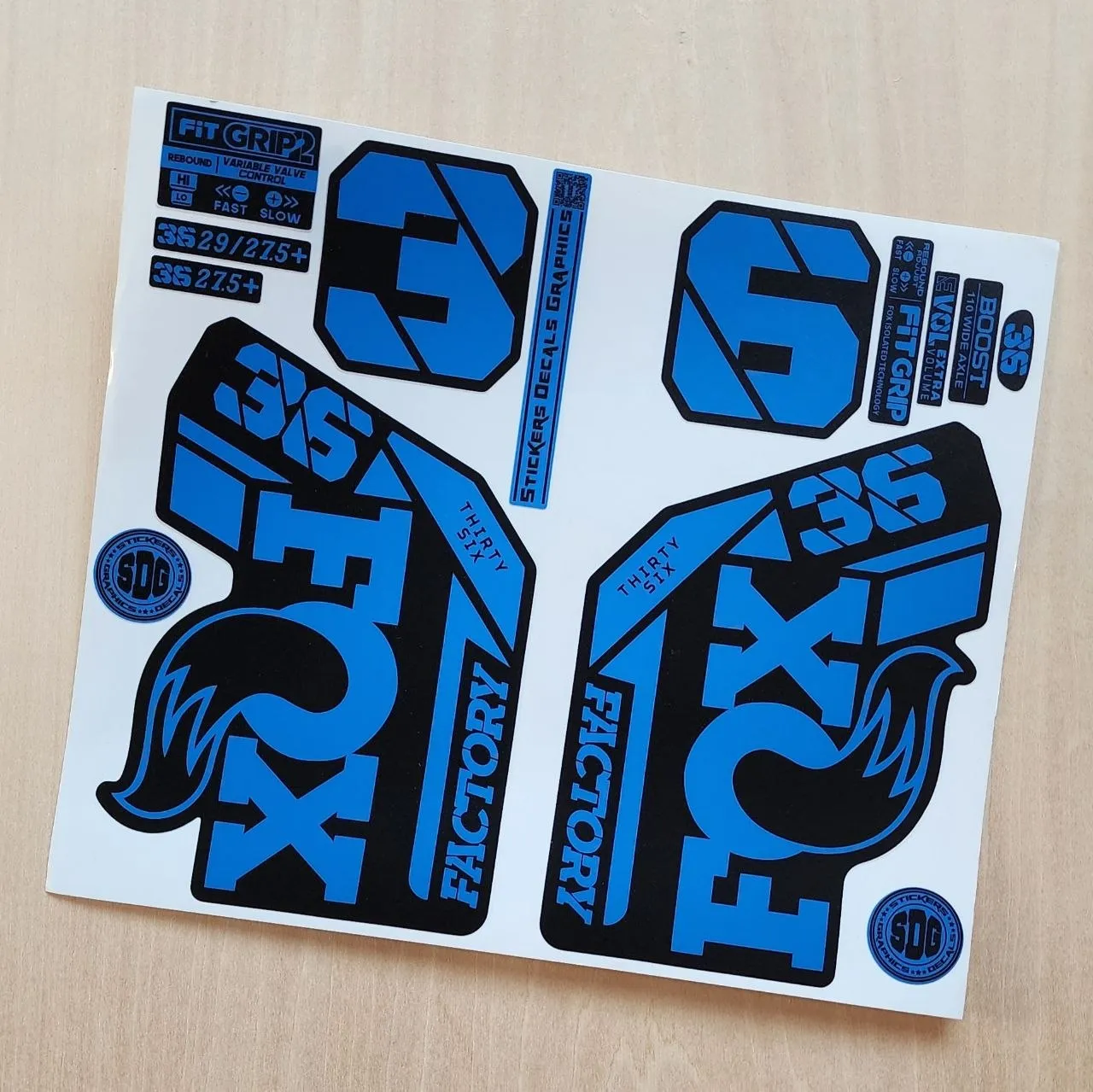 Fox 36 Factory Fork Stickers Grip2 2021 2025 Blue