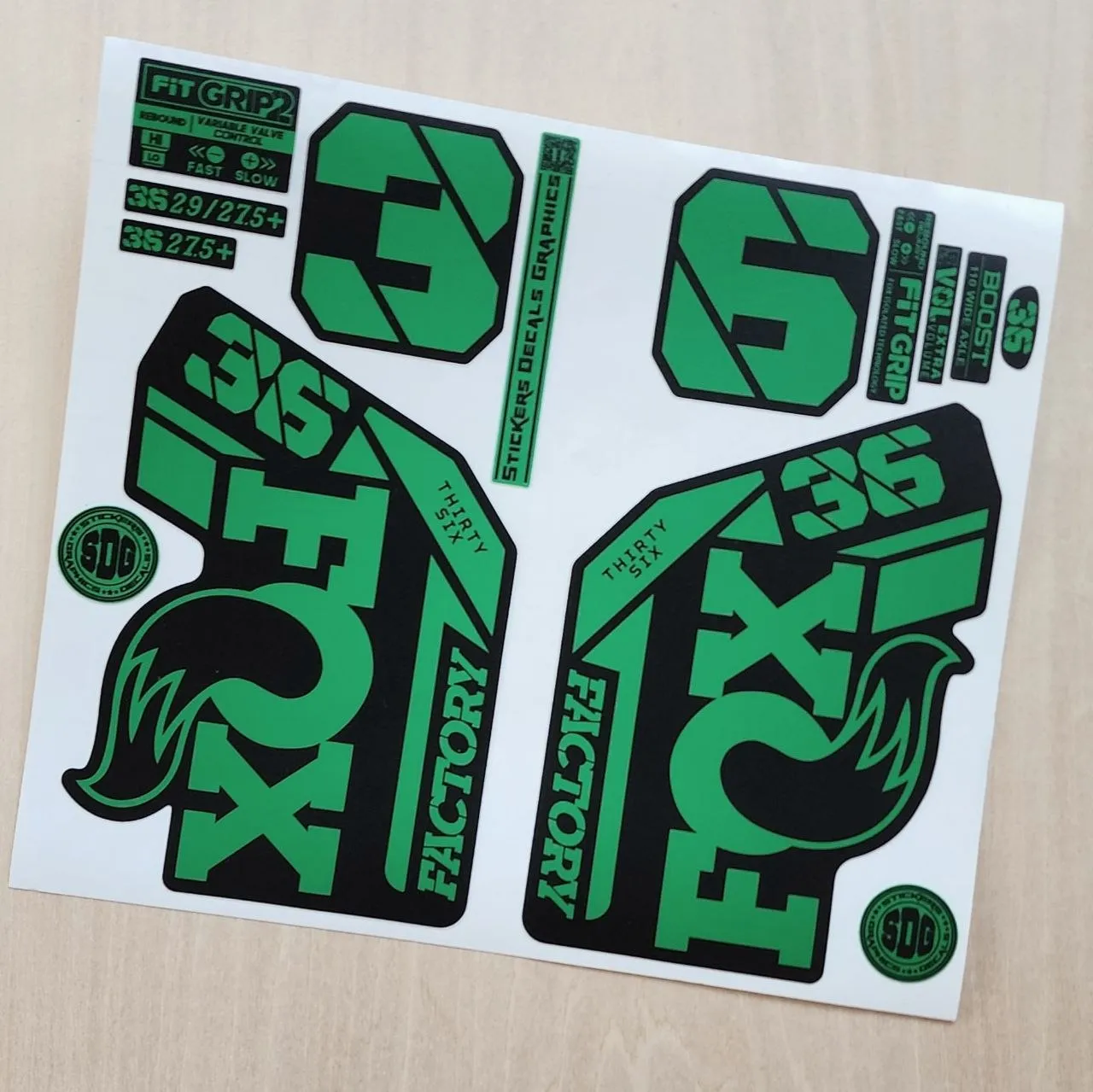 Fox 36 Factory Fork Stickers Grip2 2021 2025 Green