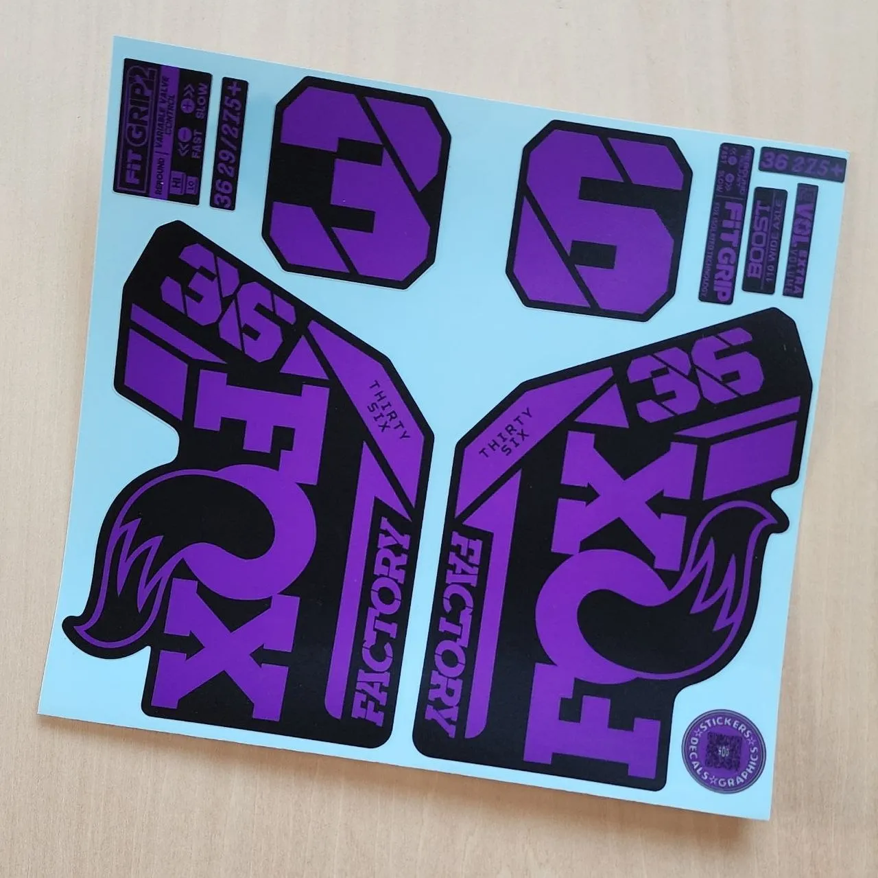 Fox 36 Factory Fork Stickers Grip2 2021 2025 Purple