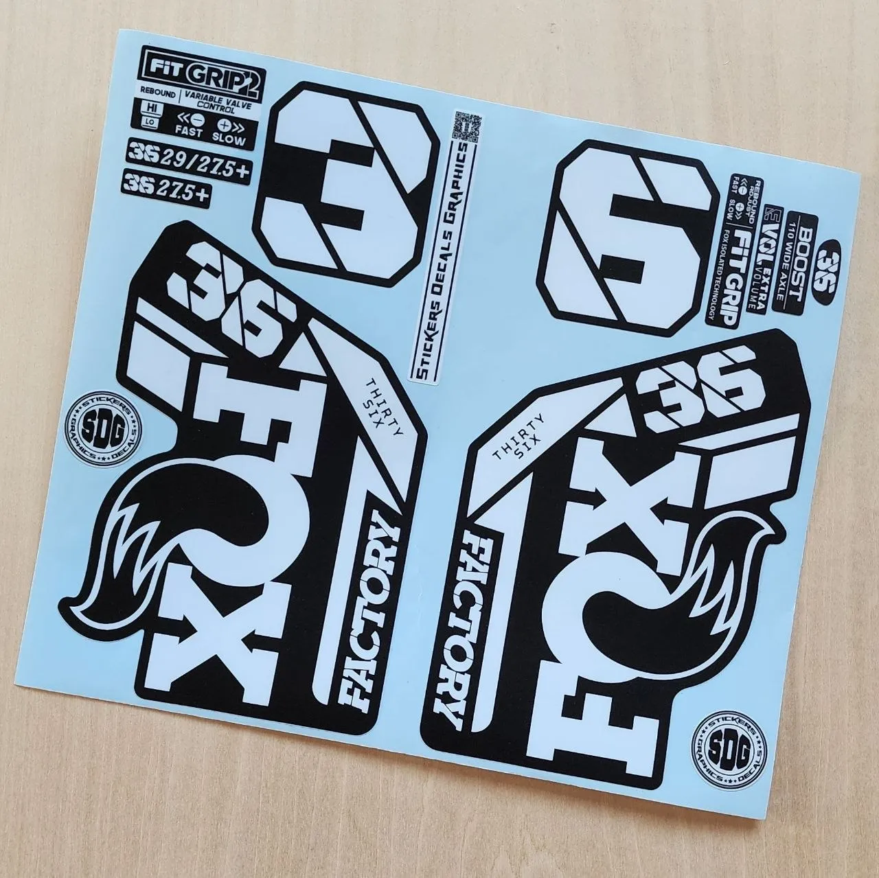 Fox 36 Factory Fork Stickers Grip2 2021 2025 White