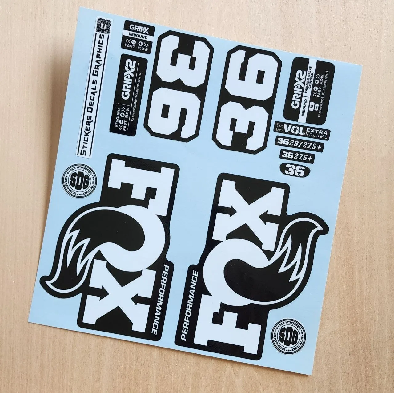 Fox 36 Performance Fork Stickers GripX Decals 2025 2026 white