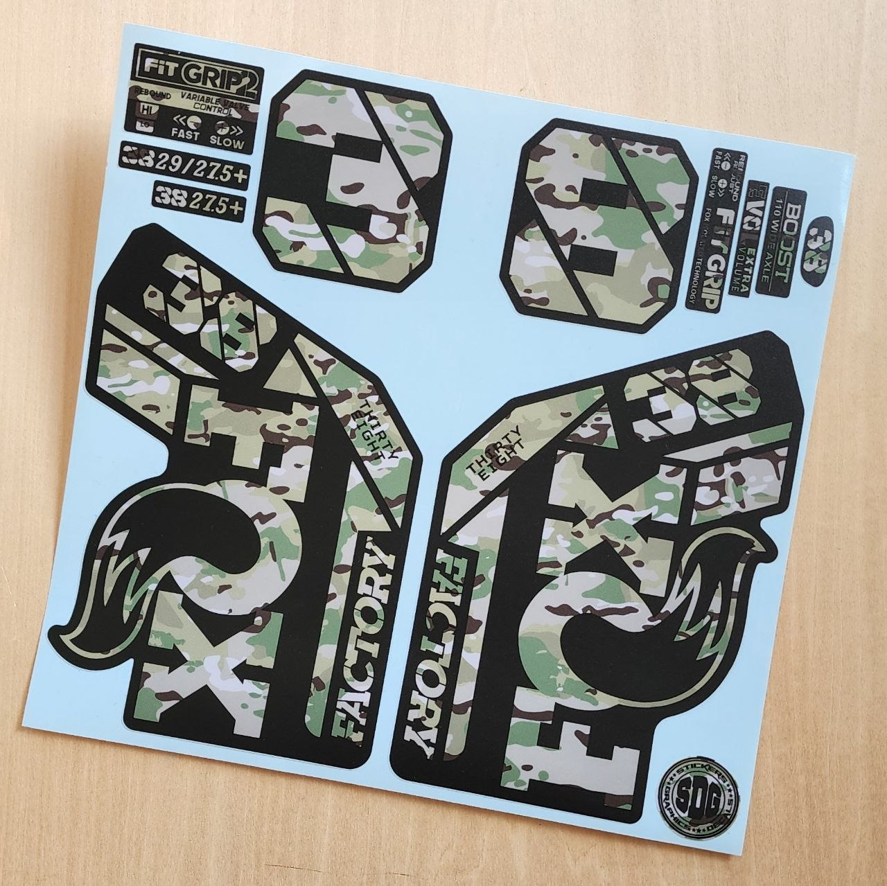 Fox 38 Factory Fork Stickers 2021 grip2 camo