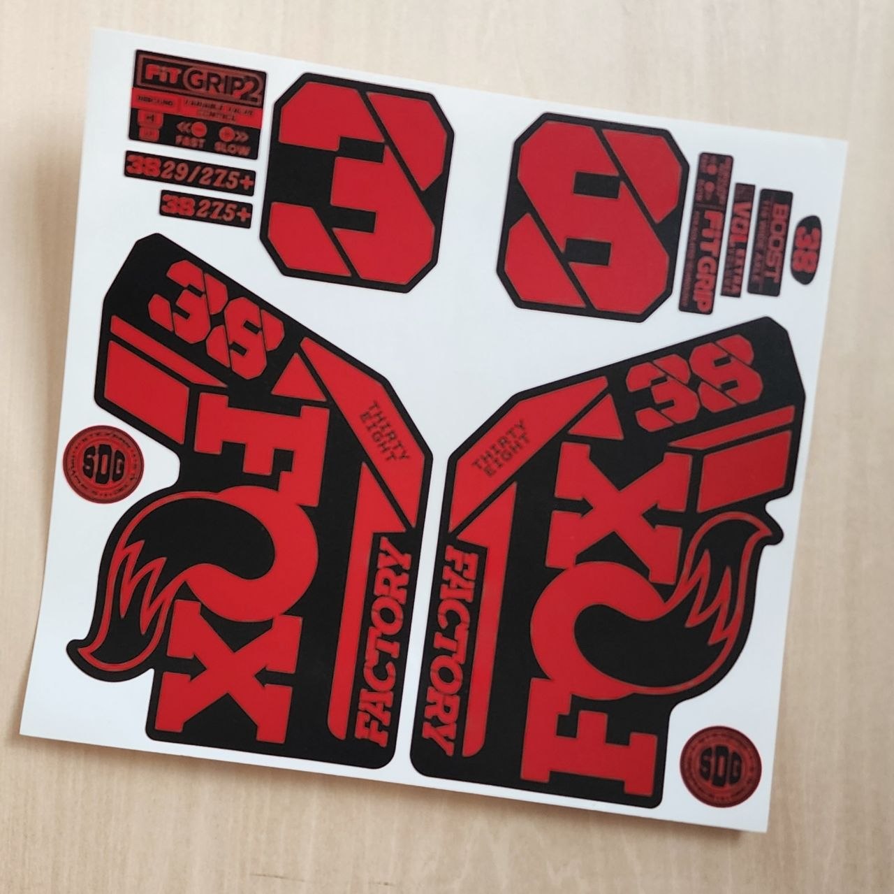 Fox 38 Factory Fork Stickers 2021 grip2 red