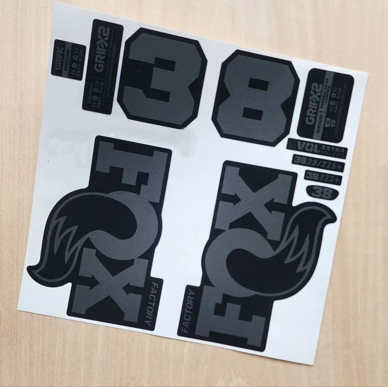 Fox 38 GripX Factory Fork Stickers 2026 2027 stealth