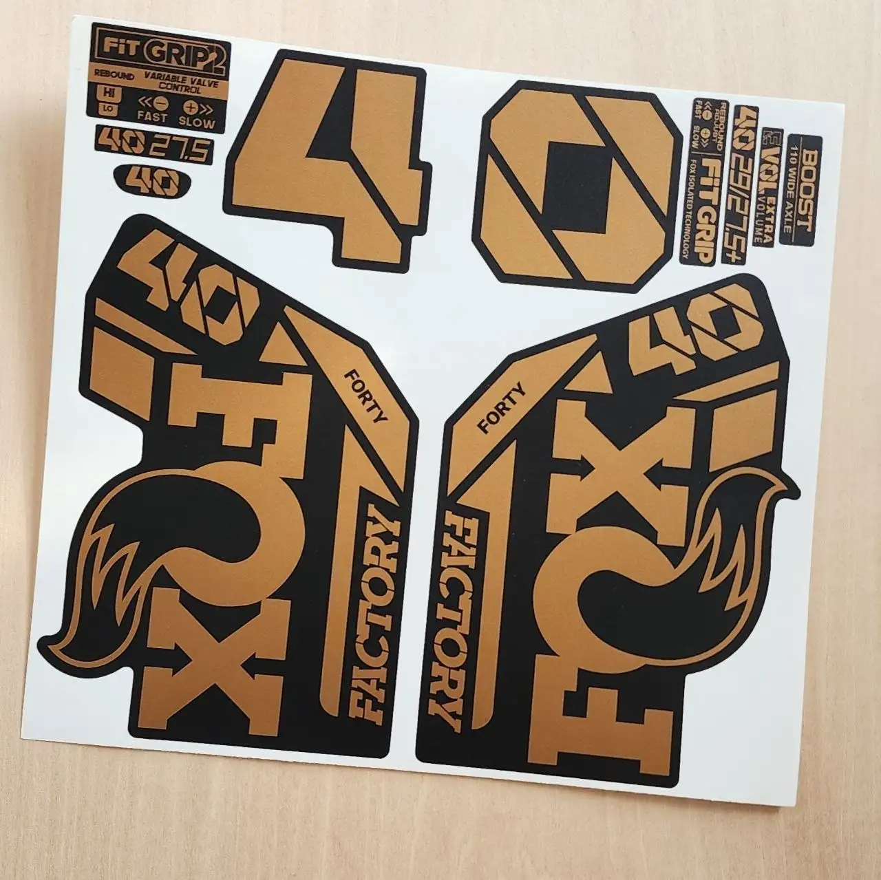Fox 40 Factory Fork Stickers 2021 Grip2 bronze copper