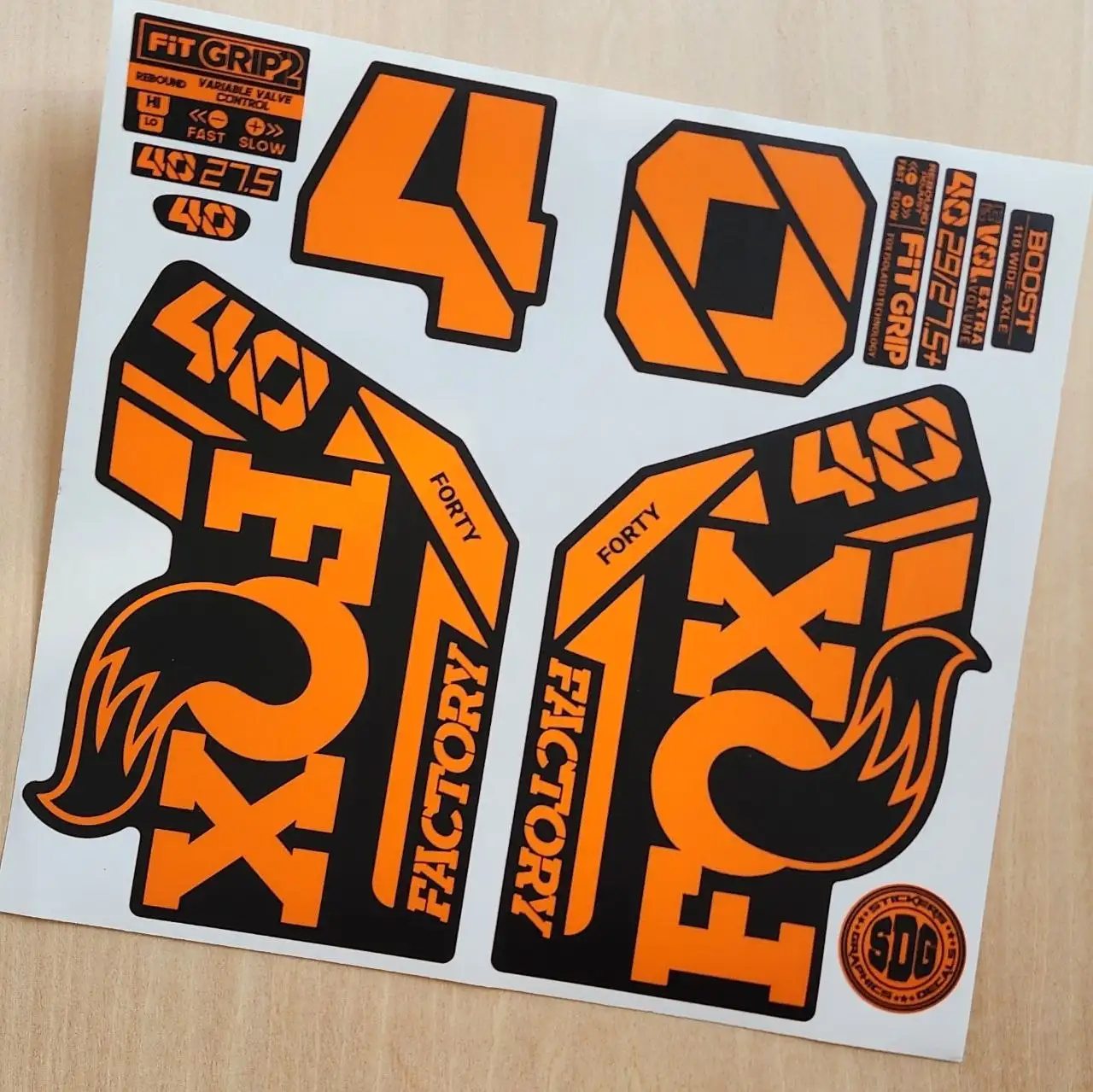Fox 40 Factory Fork Stickers 2021 Grip2 fluorescent orange