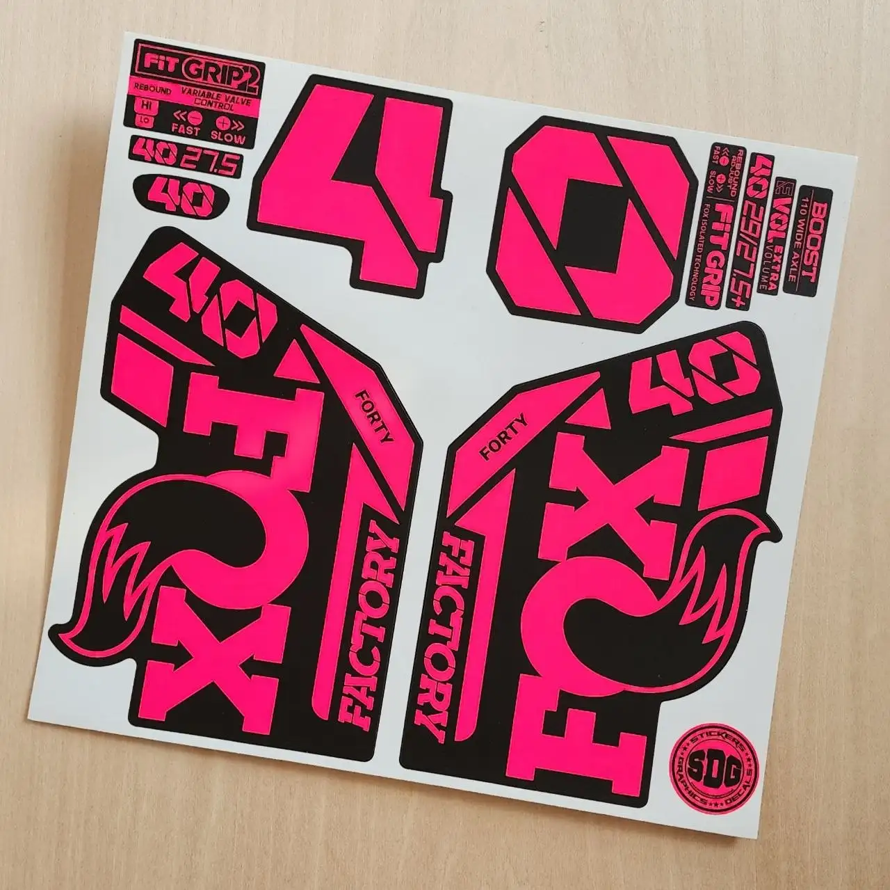 Fox 40 Factory Fork Stickers 2021 Grip2 fluorescent pink