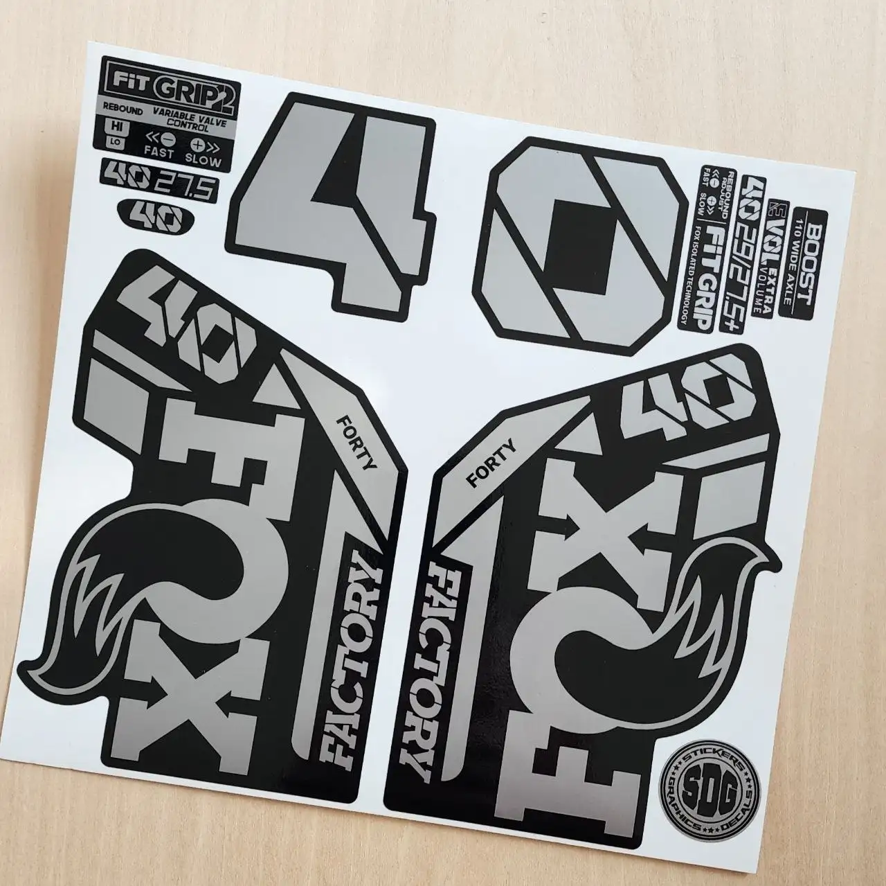 Fox 40 Factory Fork Stickers 2021 Grip2 silver