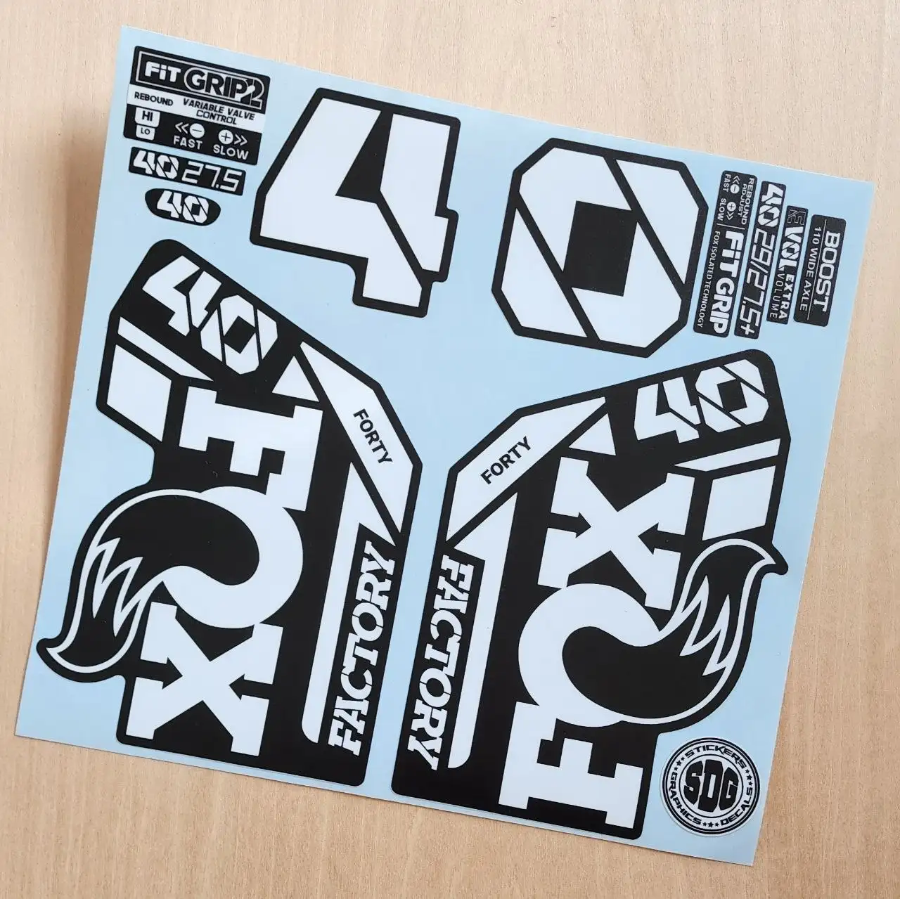 Fox 40 Factory Fork Stickers 2021 Grip2 white