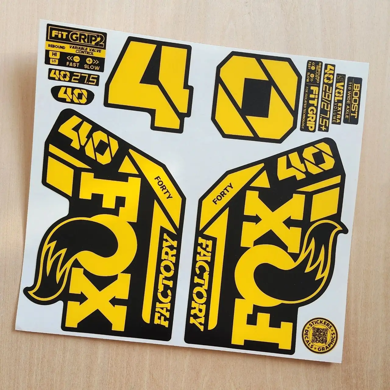 Fox 40 Factory Fork Stickers 2021 Grip2 yellow