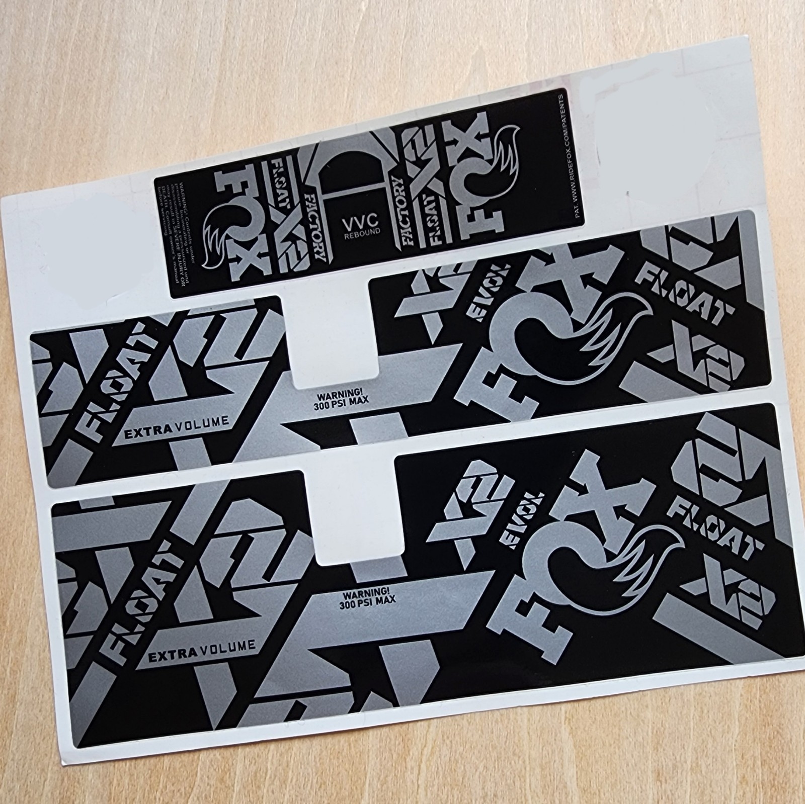 Fox Float X2 Factory Rear Shock Stickers 2021 2024 silver