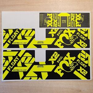 Fox Float X2 Performance Elite Rear Shock Stickers 2021 2024 fluoro yellow