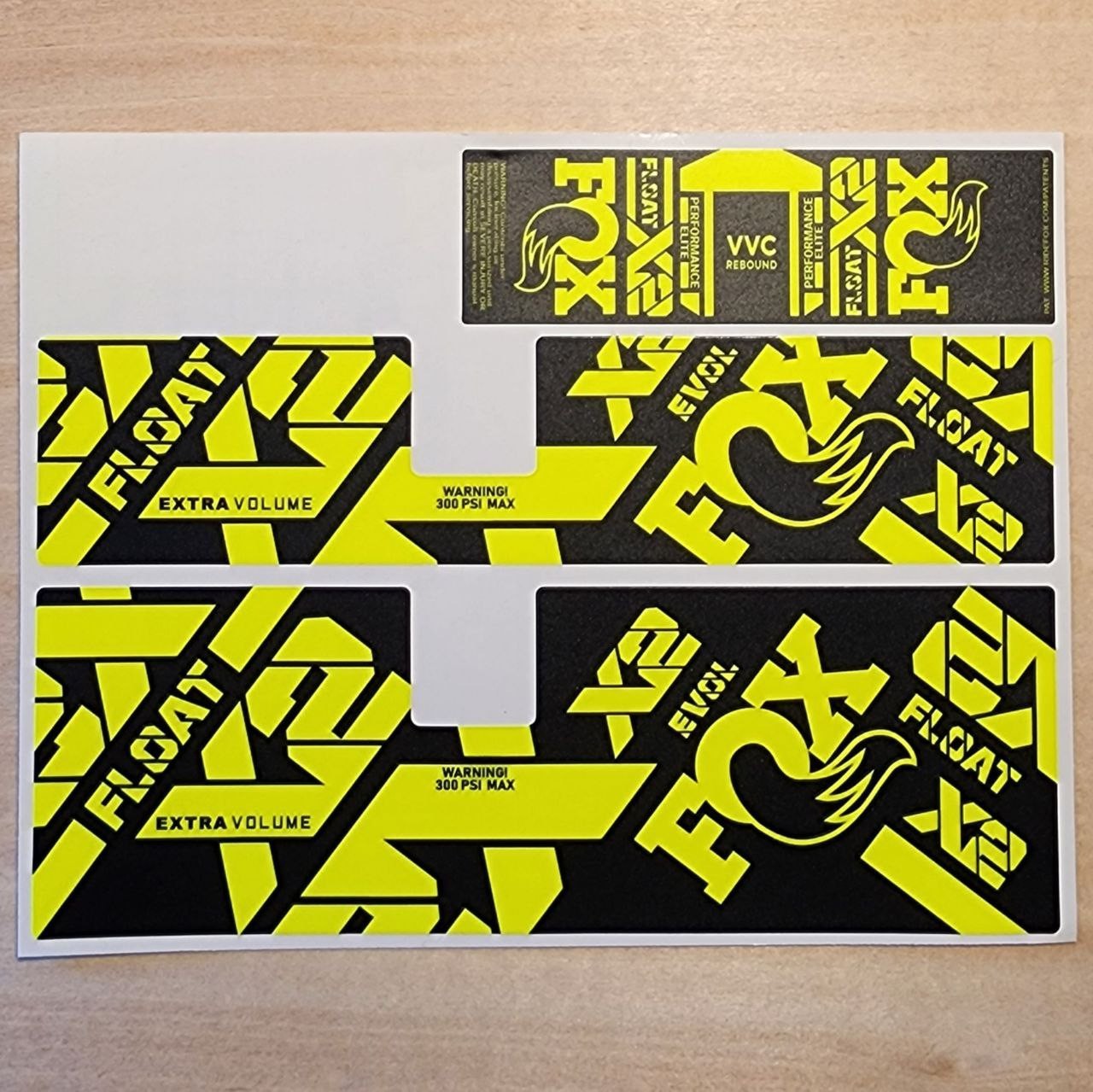 Fox Float X2 Performance Elite Rear Shock Stickers 2021 2024 fluoro yellow