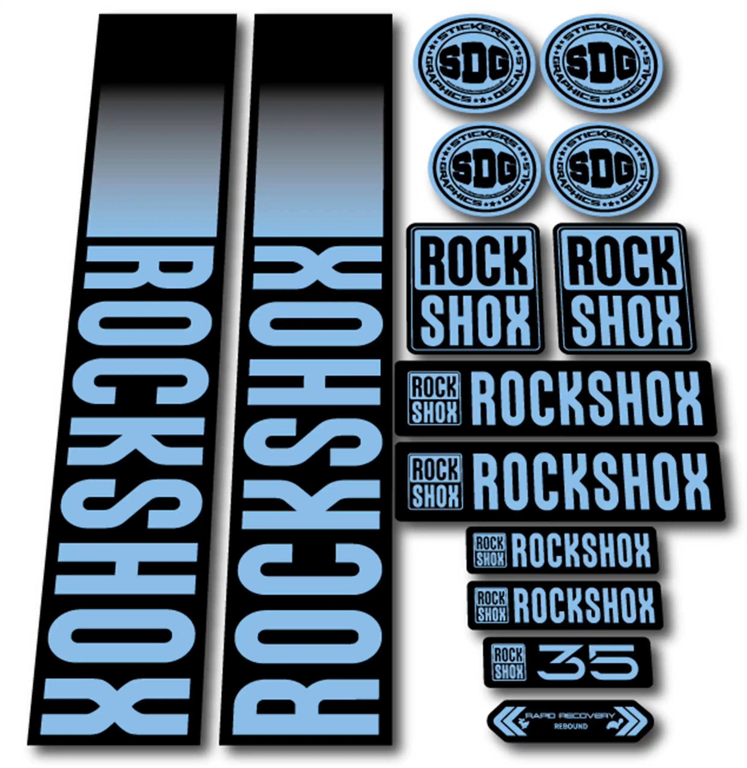 Autocollants Fourche Rock Shox 35 2021 - Décalcomanies Personnalisation Vélo - Résistants à L'abrasion - Qualité Premium