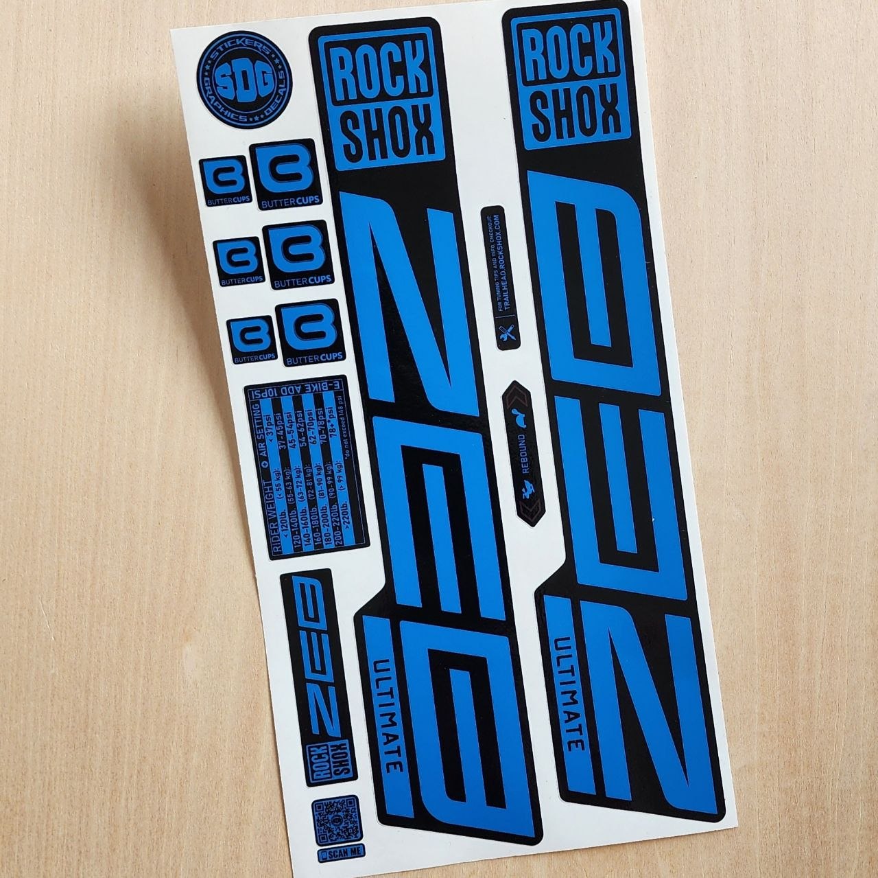 Rockshox Zeb Ultimate Fork Stickers 2020 2025 blue