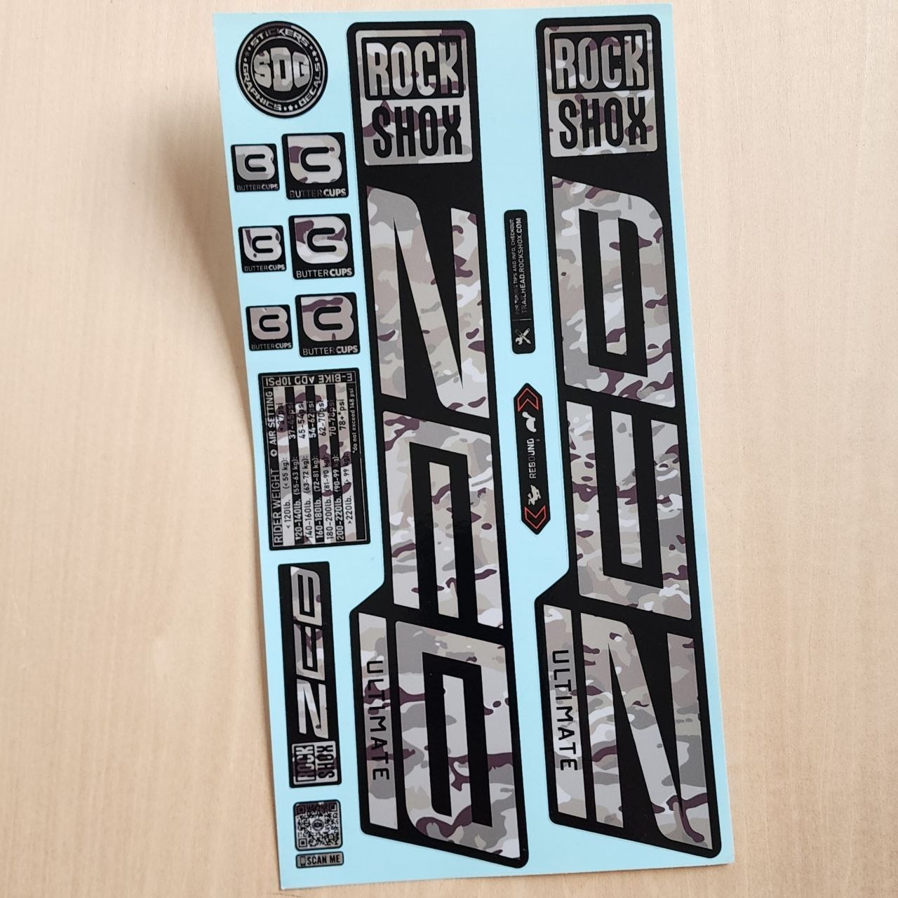 Rockshox Zeb Ultimate Fork Stickers 2020 2025 camo