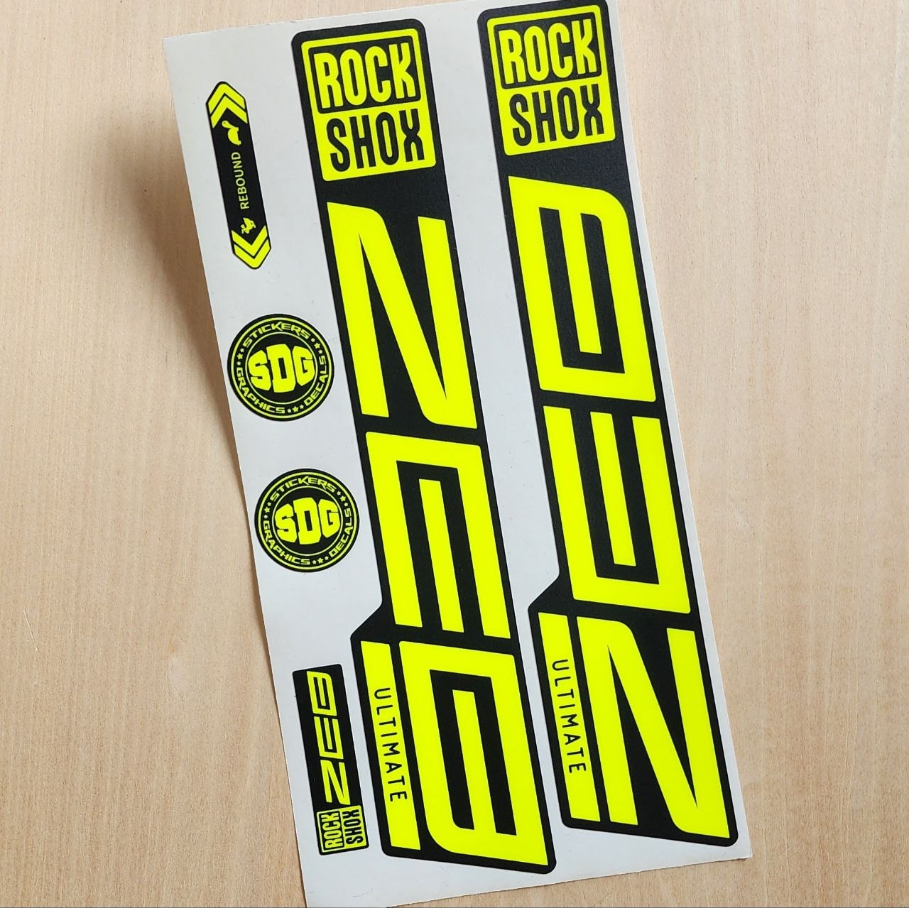 Rockshox Zeb Ultimate Fork Stickers 2020 2025 fluorescent yellow