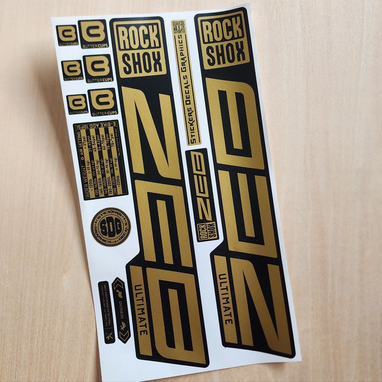 Rockshox Zeb Ultimate Fork Stickers 2020 2025 gold