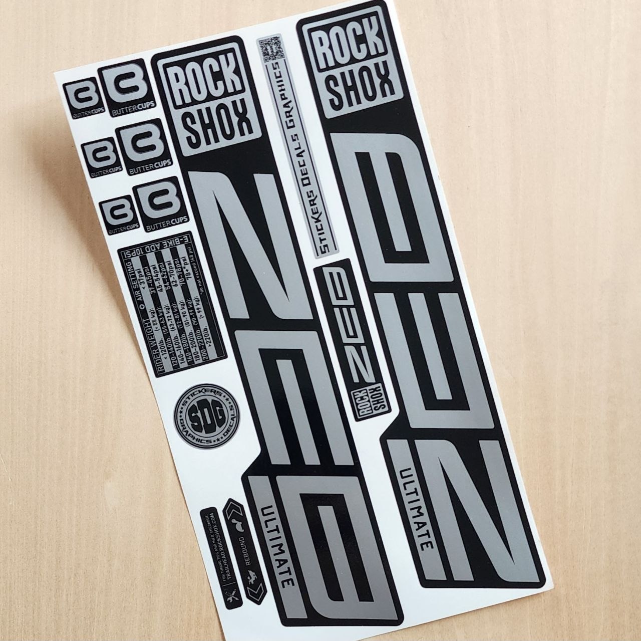 Rockshox Zeb Ultimate Fork Stickers 2020 2025 silver