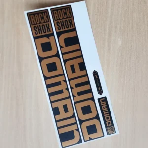 rockshox domain fork stickers in bronze copper for burgtec hope