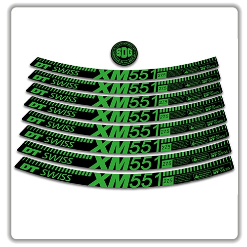 dt swiss xm 551 27.5 rim stickers green