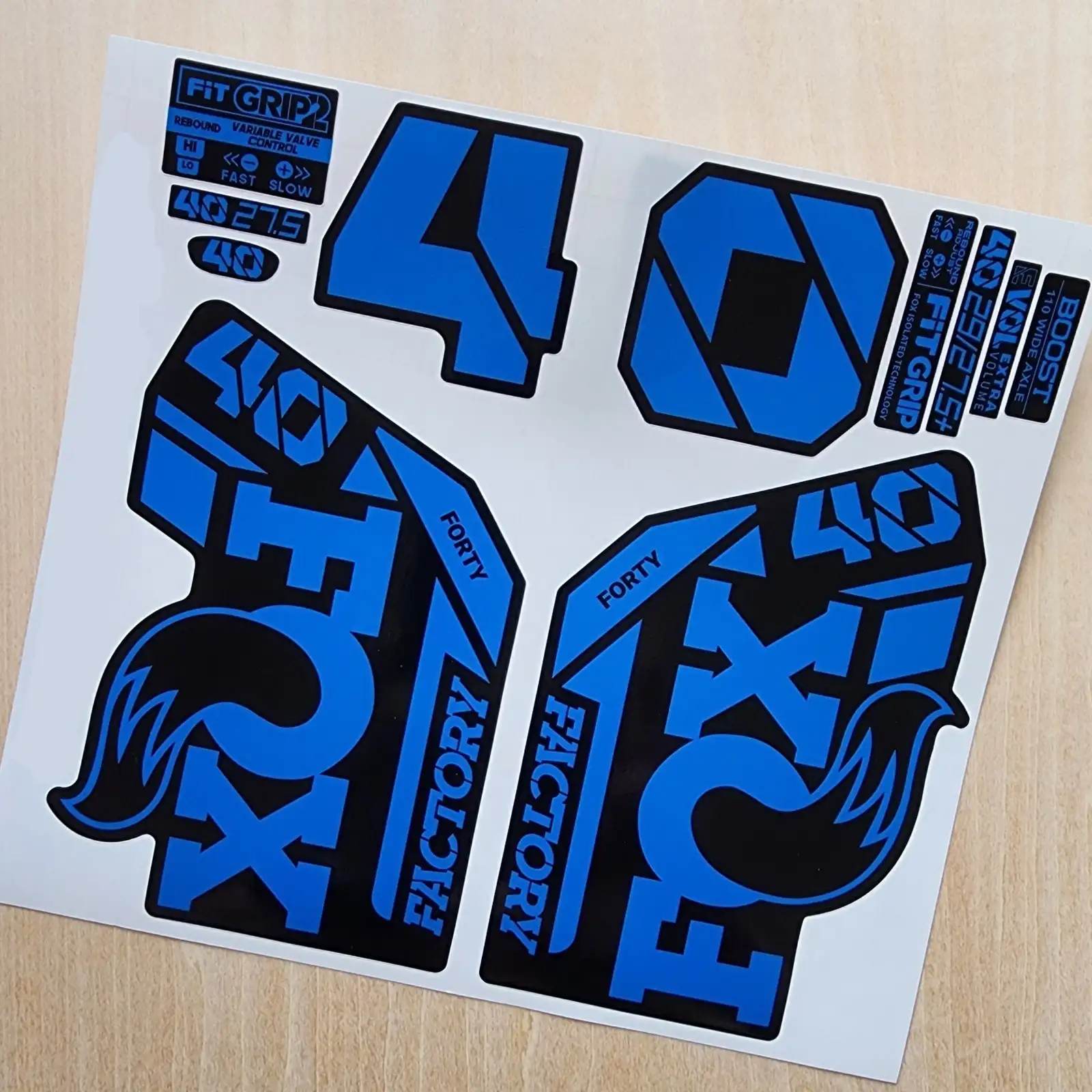 fox 40 factory fork stickers 2021 grip2 blue