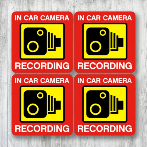 in car camera recording stickers