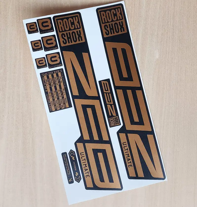 rockshox zeb ultimate fork stickers bronze copper for burgtec hope