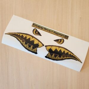 shark face head tube sticker gold